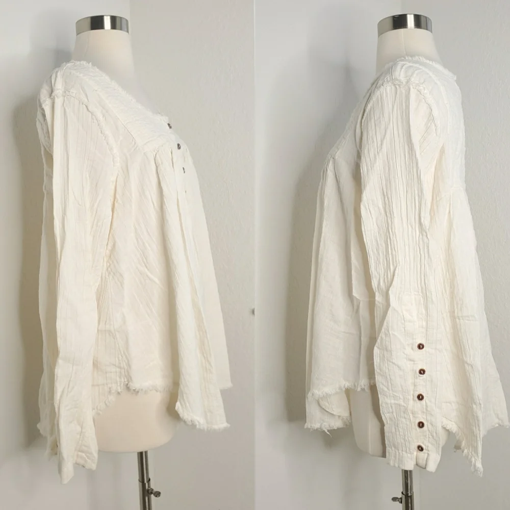 FREE PEOPLE We The Free Sand Dune Henley Top M. - Picture 5 of 7
